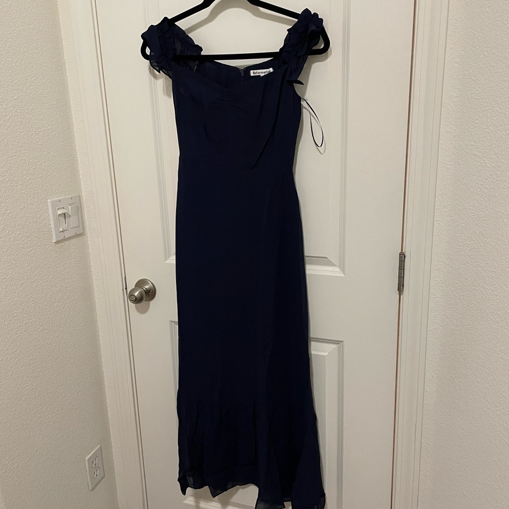 Reformation Butterfly Dress Navy New - Picture 4 of 6